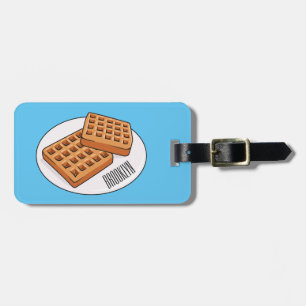 Waffle cartoon illustration  luggage tag