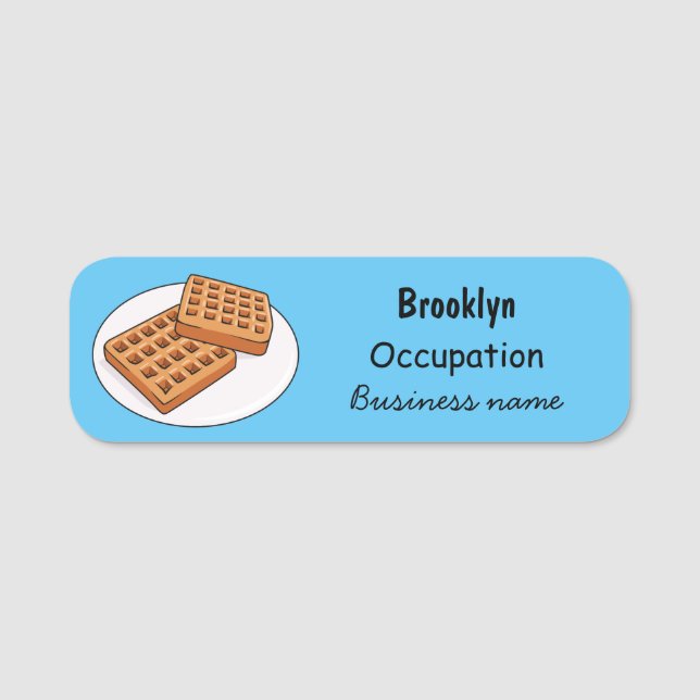 Waffle cartoon illustration name tag (Front)
