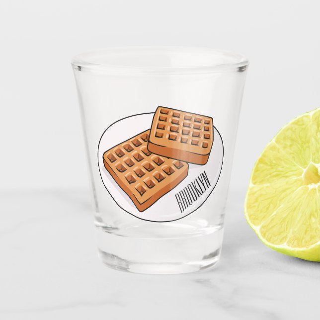 Waffle cartoon illustration  shot glass (Front)