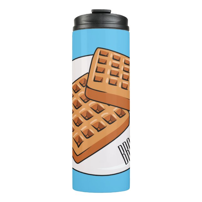 Waffle cartoon illustration  thermal tumbler (Front)