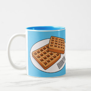 Waffle cartoon illustration  Two-Tone coffee mug