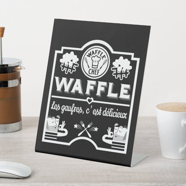 Waffle Chef Pedestal Sign (In SItu)