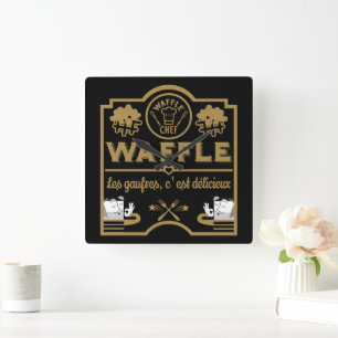 Waffle Chef Square Wall Clock