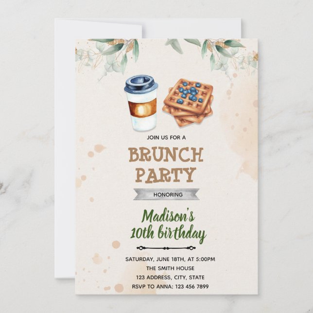 Waffle coffee brunch invitation (Front)