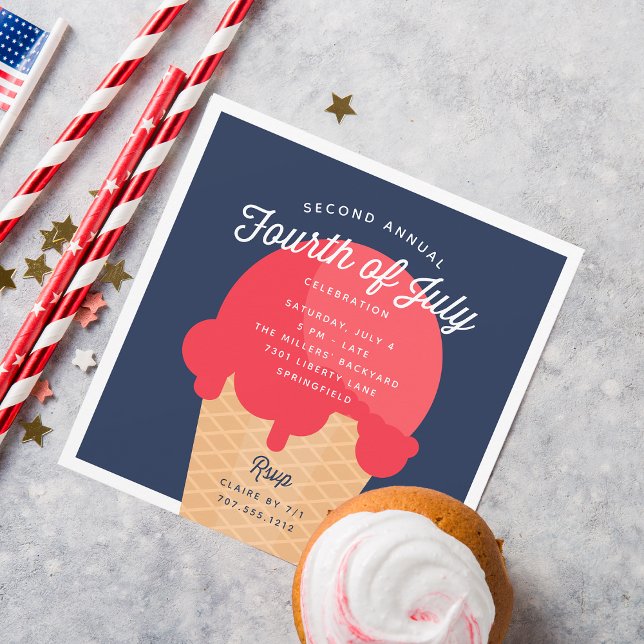 Waffle Cone Fourth of July Celebration Invitation (Creator Uploaded)