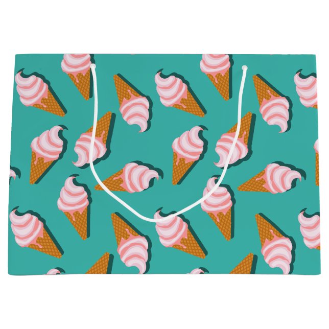 Waffle cones ice cream and frozen yogurt pattern b large gift bag (Front)