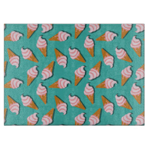 Waffle cones ice cream and frozen yogurt pattern cutting board