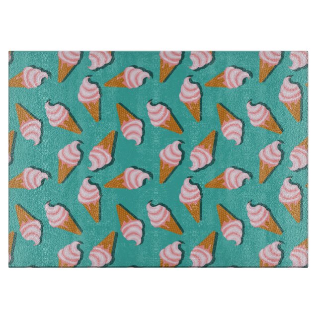 Waffle cones ice cream and frozen yogurt pattern cutting board (Front)
