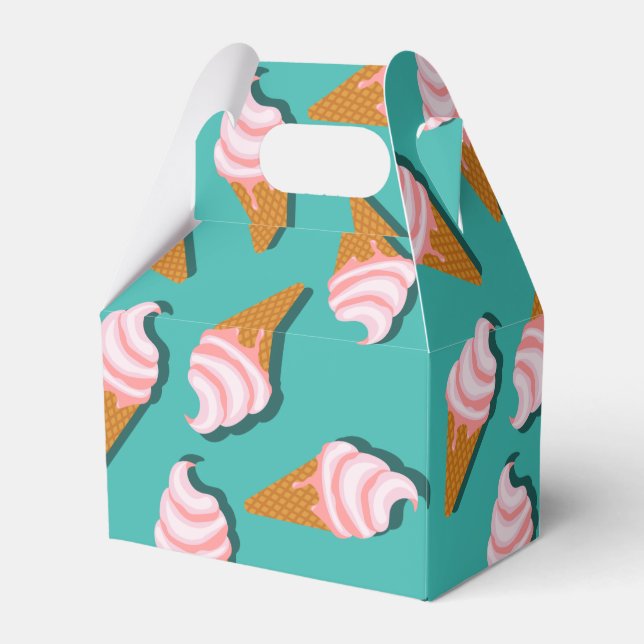 Waffle cones ice cream and frozen yogurt pattern favour box (Front Side)