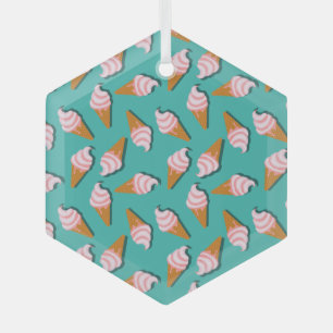 Waffle cones ice cream and frozen yogurt pattern glass tree decoration