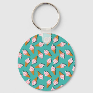 Waffle cones ice cream and frozen yogurt pattern key ring