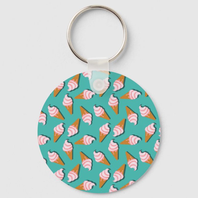 Waffle cones ice cream and frozen yogurt pattern key ring (Front)