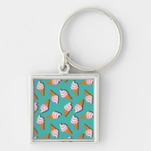 Waffle cones ice cream and frozen yogurt pattern key ring