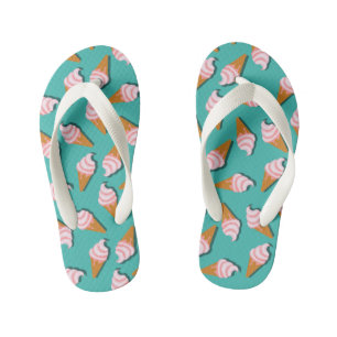 Waffle cones ice cream and frozen yogurt pattern kid's jandals