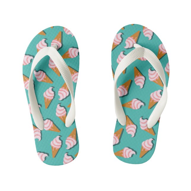 Waffle cones ice cream and frozen yogurt pattern kid's jandals (Footbed)