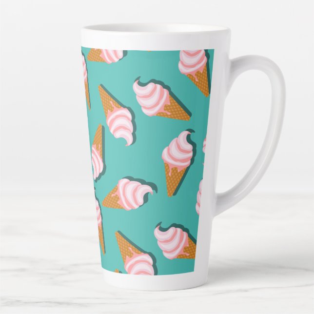 Waffle cones ice cream and frozen yogurt pattern latte mug (Right)