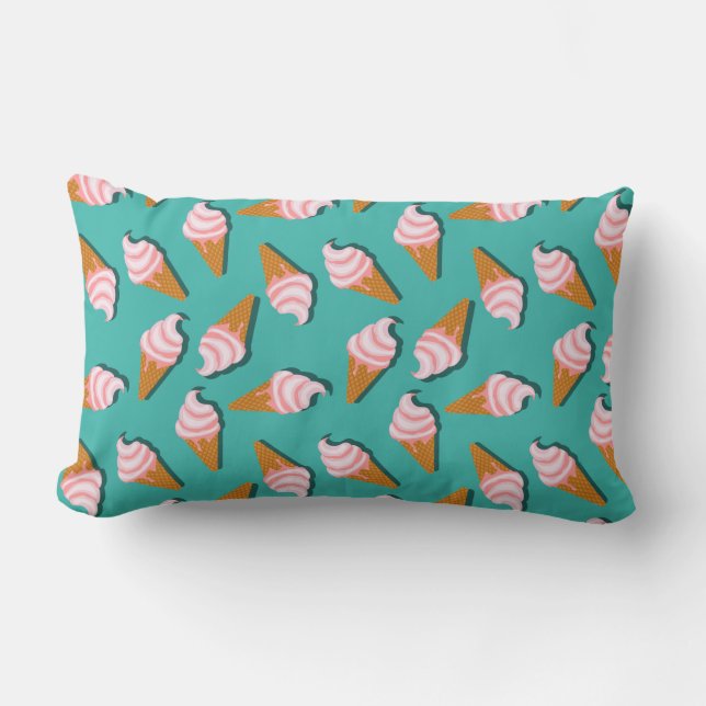 Waffle cones ice cream and frozen yogurt pattern lumbar cushion (Front)