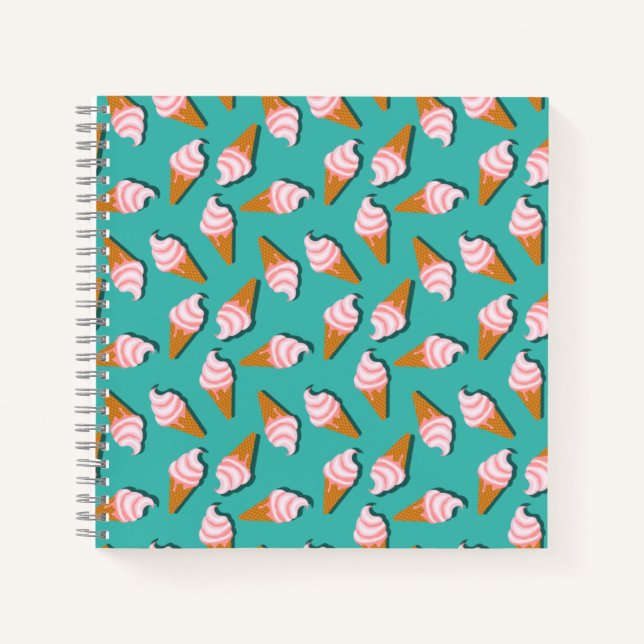 Waffle cones ice cream and frozen yogurt pattern notebook (Front)