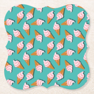 Waffle cones ice cream and frozen yogurt pattern paper coaster