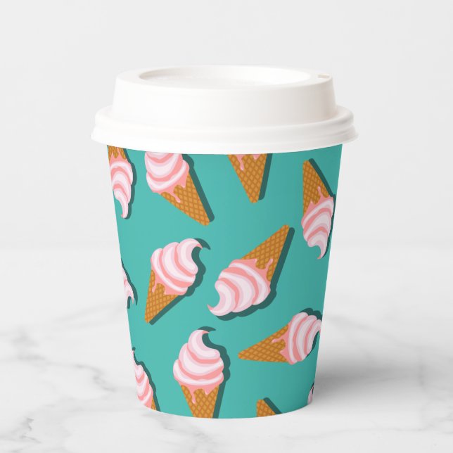 Waffle cones ice cream and frozen yogurt pattern paper cups (Front)