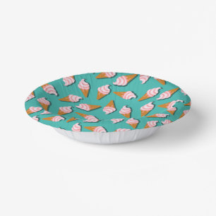 Waffle cones ice cream and frozen yogurt pattern paper plate