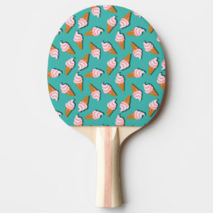 Waffle cones ice cream and frozen yogurt pattern ping pong paddle