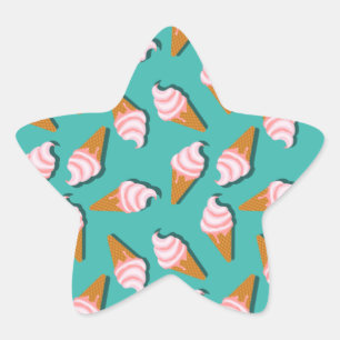 Waffle cones ice cream and frozen yogurt pattern star sticker