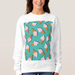 Waffle cones ice cream and frozen yogurt pattern sweatshirt