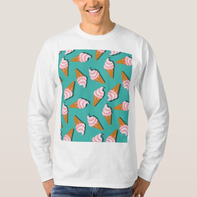 Waffle cones ice cream and frozen yogurt pattern T-Shirt (Front)