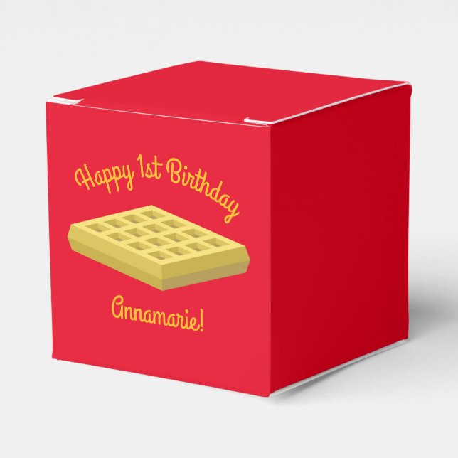 Waffle Cute Breakfast Birthday Party Favour Box (Front Side)