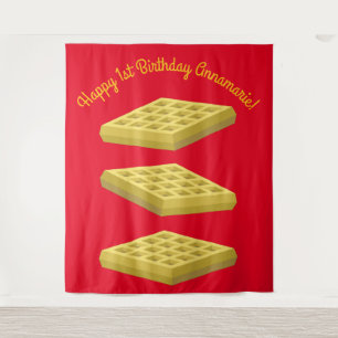 Waffle Cute Breakfast Birthday Party Tapestry