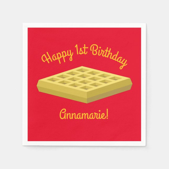 Waffle Cute Breakfast Brunch Kids 1st Birthday Napkin (Front)