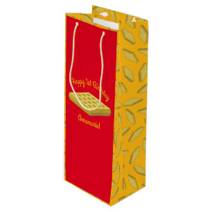 Waffle Cute Breakfast Brunch Kids 1st Birthday Wine Gift Bag