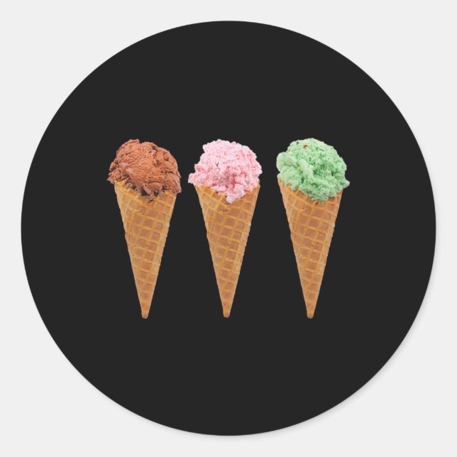Waffle Ice Cream Cones And Chocolate Ice Cream  Classic Round Sticker (Front)