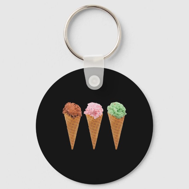 Waffle Ice Cream Cones And Chocolate Ice Cream  Key Ring (Front)