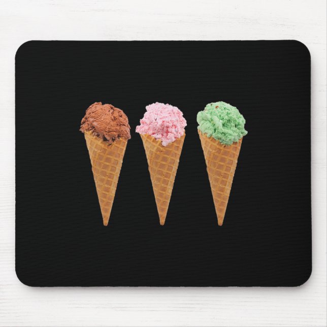 Waffle Ice Cream Cones And Chocolate Ice Cream  Mouse Pad (Front)
