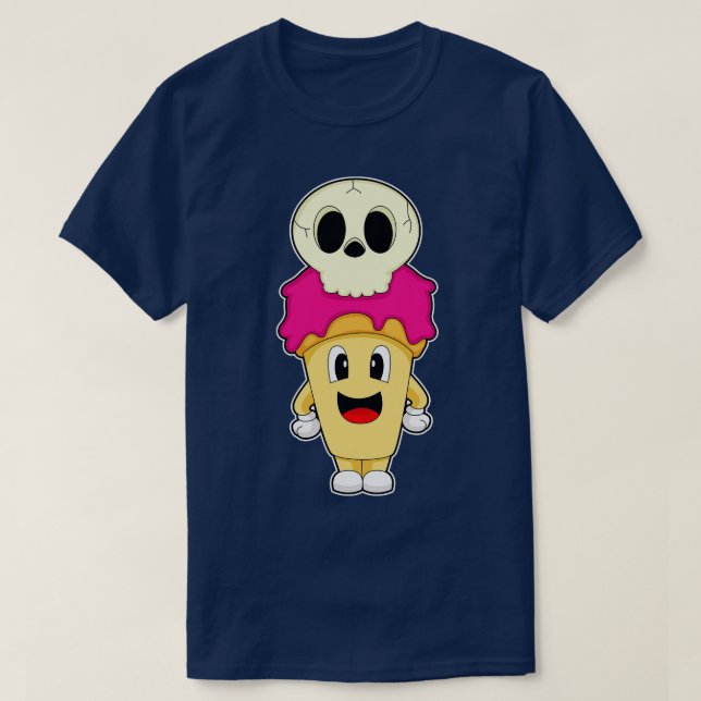 Waffle ice cream Halloween Skull T-Shirt (Design Front)