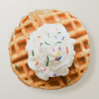 Waffle Ice Cream Round Throw Pillow