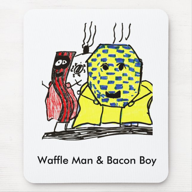 Waffle Man & Bacon Boy Mouse Pad (Front)