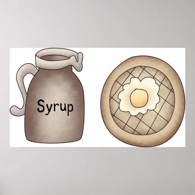 Waffles And maple Syrup Food Poster (Front)