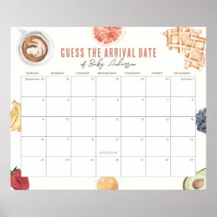 Waffles Coffee Baby Brunch The Due Date Calendar Poster