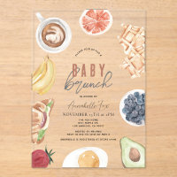 Waffles Coffee Fruits Watercolor Baby Brunch