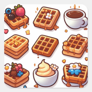 Waffles part 2 square sticker