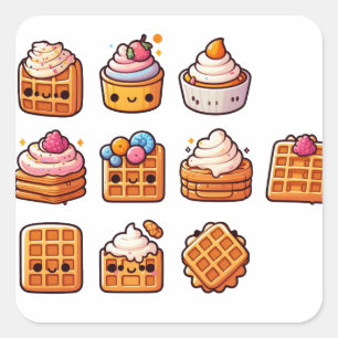 Waffles part 2 square sticker