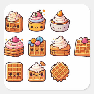 Waffles part 2 square sticker