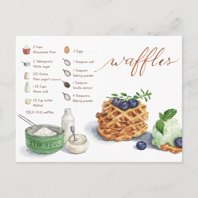 Waffles Recipe Card (Front)