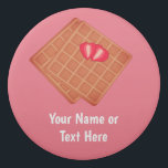 Waffles with fruit topping - sweet breakfast food eraser<br><div class="desc">A cute waffle-themed graphic and sliced strawberry on a deep raspberry pink background, for memories of a romantic breakfast in bed or maybe a lazy brunch in a European cafe. You can customise it by adding personalised text to both sides and can pick your own colour for the background if...</div>