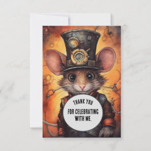 Wafflewhisk Thank You Steampunk animal Custom Card