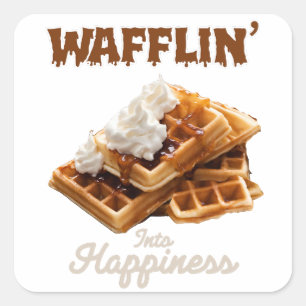 Wafflin’ Into Happiness Square Sticker