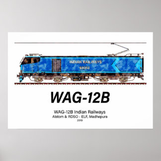 WAG-12B Locomotive. Indian Railways freight train Poster